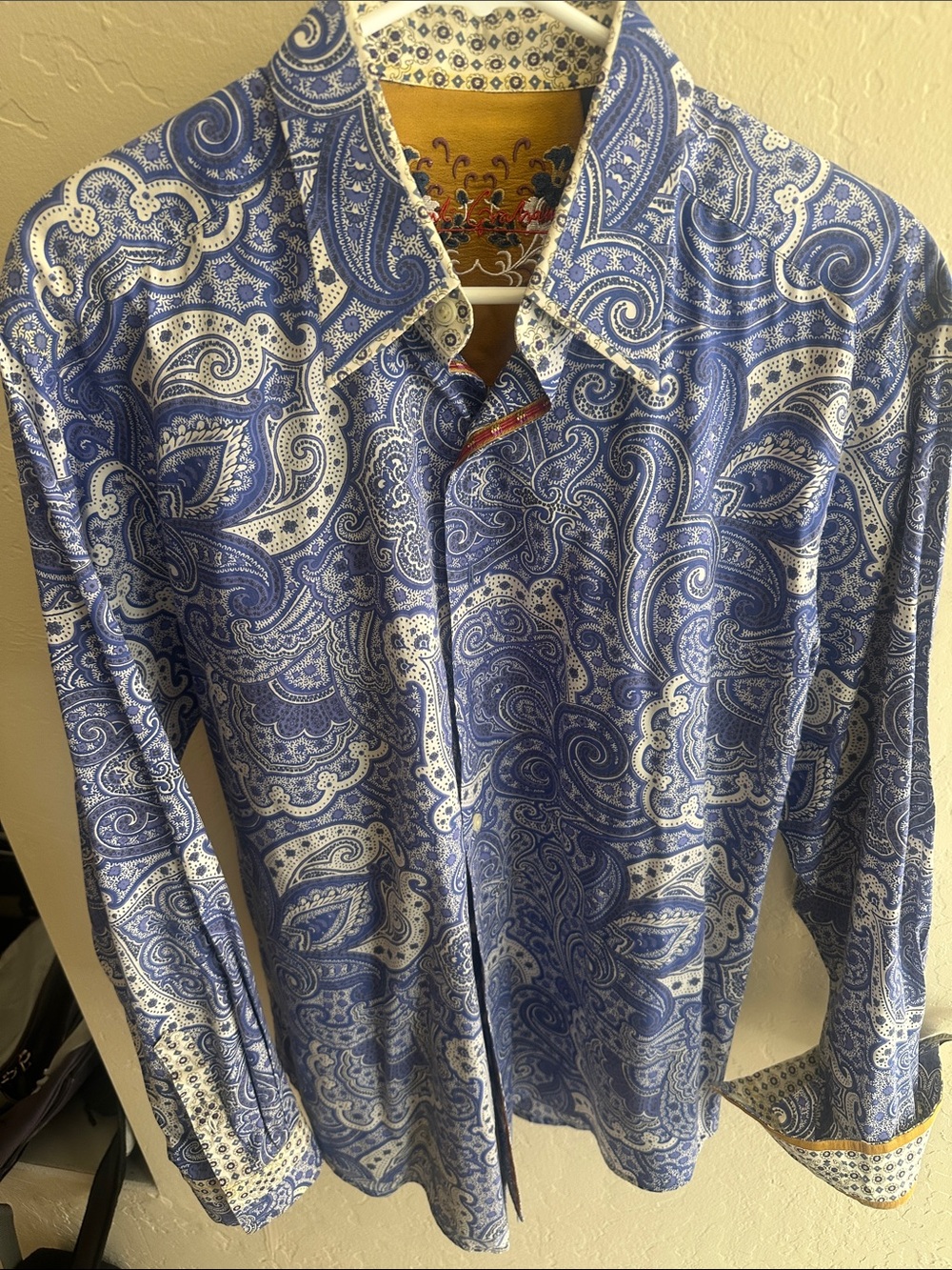 Robert Graham Blue and White Paisley Button-Down Shirt